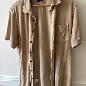 Casual Tan Button-Down Shirt for Men